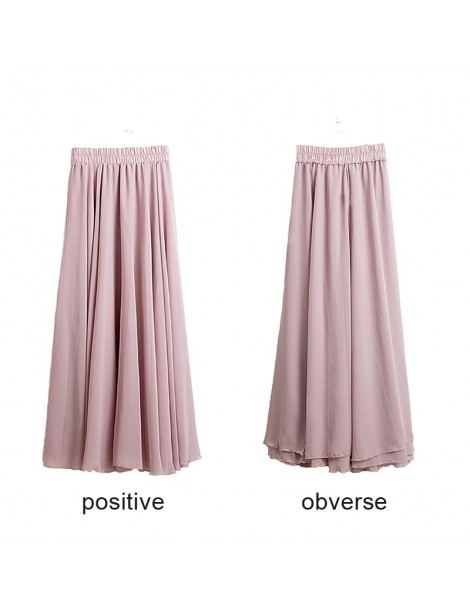 Skirts 3 Layer Chiffon Long Skirts For Women Elegant Casual High Waist Boho Style Beach Maxi Skirts Saias 80/90/100cm 2019 Sp...