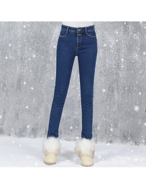 Jeans High Waist White Jeans Female 2019 Winter Velvet Pants Thick Warm Stretch Jean Slim Femme Skinny Winter Pencil Pants Fo...