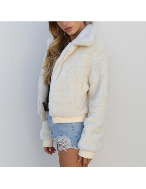 Jackets Faux Fur Coat Women 2018 Winter Oversize Mink Fur Turn Down Collar Outwear Solid Warm Luxury Plush Coats WWJ942 - Bei...