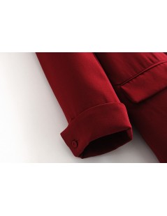 Blazers 2019 Loose Long Blazer Jacket Women Pleated Sleeve Single Button Blazer Coat Office Lady Work Small Suit - Red - 4F30...
