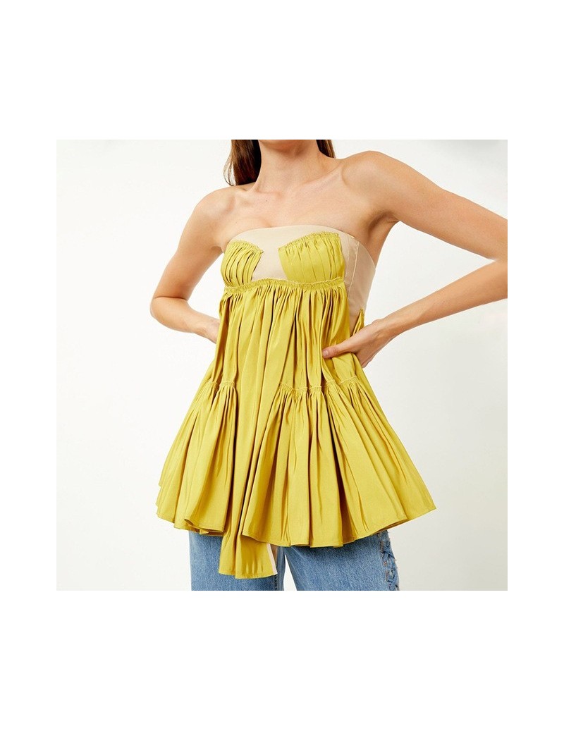 Summer Sexy Sleeveless Women Vest Off Shoulder Ruched Irregular Hem Tops Female Fashion Clothes 2019 New Tide - yellow - 474...