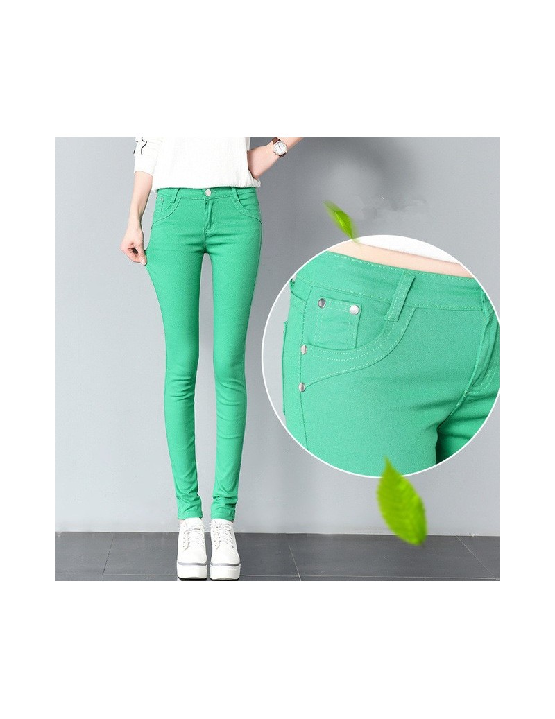 Women Pants Candy Jeans 2018 Spring Fall Pencil Pants Slim Casual Female Stretch Trousers White Jeans pantalones mujer - Gre...