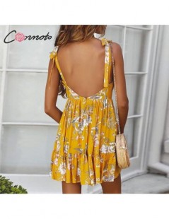 Dresses Summer 2019 Beach Bohemian Sexy Dress Lace Up Deep V Backless Dress Casual Ruffles Girl Yellow Dresses Vestidos - Mul...