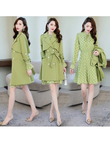 Dress Suits Ladies Knee Length Dress Suits for Women Office Wear Long Trench Coat & Dress 2 Two Piece Set Clothing Women Form...