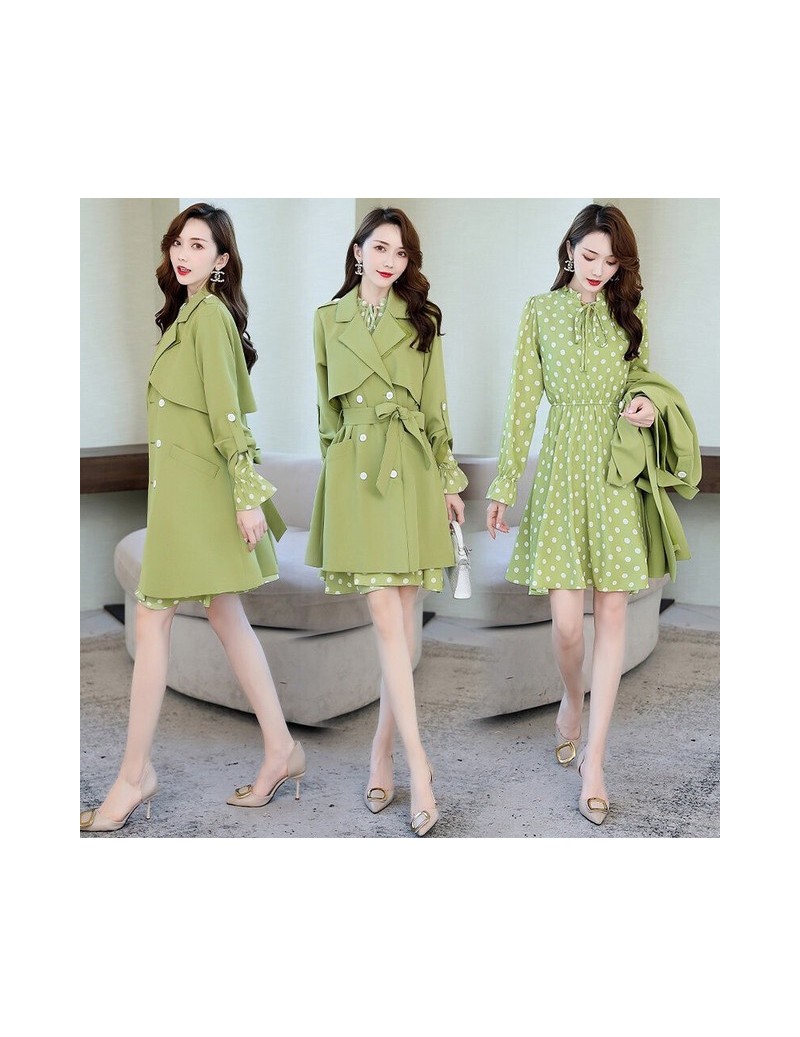 Ladies Knee Length Dress Suits for Women Office Wear Long Trench Coat & Dress 2 Two Piece Set Clothing Women Formal Dresses ...