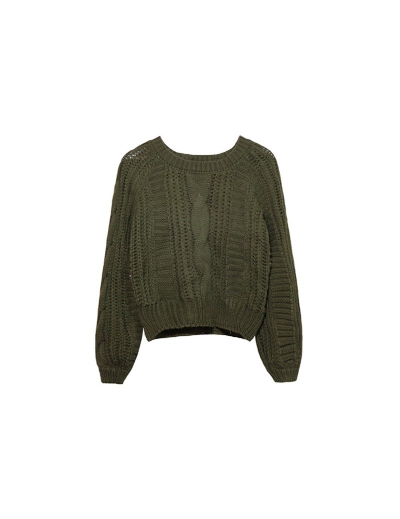 Pullovers Women Sweaters Warm Pullover And Jumpers Crewneck Pullover Twist Pull Jumpers Autumn 2019 Knitted Sweaters - army g...
