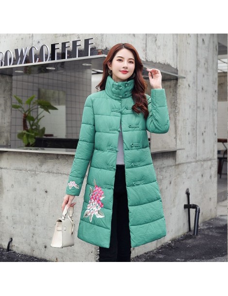 Parkas Winter women jackets coat 2019 folk-custom thick warm Tang suit style stand collar jackets sintepon coats female outwe...