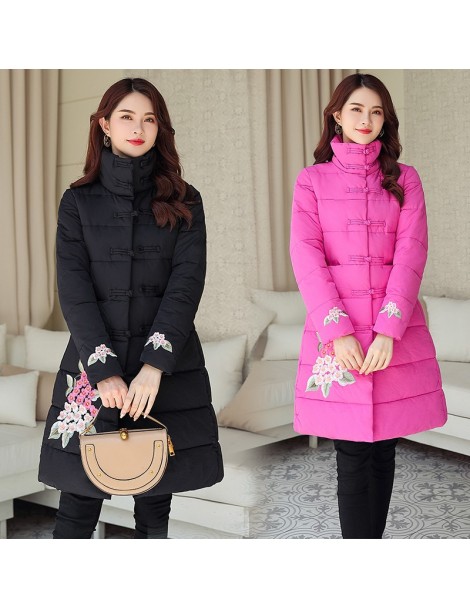 Parkas Winter women jackets coat 2019 folk-custom thick warm Tang suit style stand collar jackets sintepon coats female outwe...