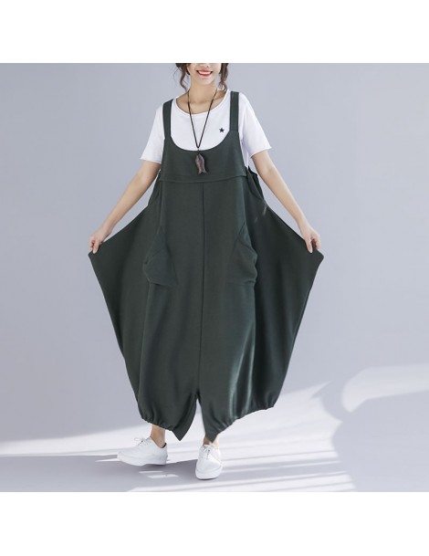 Jumpsuits Loose Women Korea Fashion Jumpsuits 2019 Spring Summer New Solid Color Pocket Casual Female Big Size Jumpsuits DLL2...