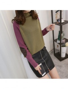 Pullovers 2019 Autumn Winter New Women Turtleneck Pullover Stitching PU Sweater Fashion Fight Color Raglan Sleeve Knitwear 66...