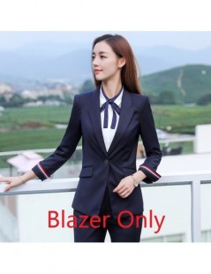 Blazers High Quality Formal Ladies Blue Blazer Women Jackets Elegant Business Clothes Work Wear Office Uniform Styles - Pant ...