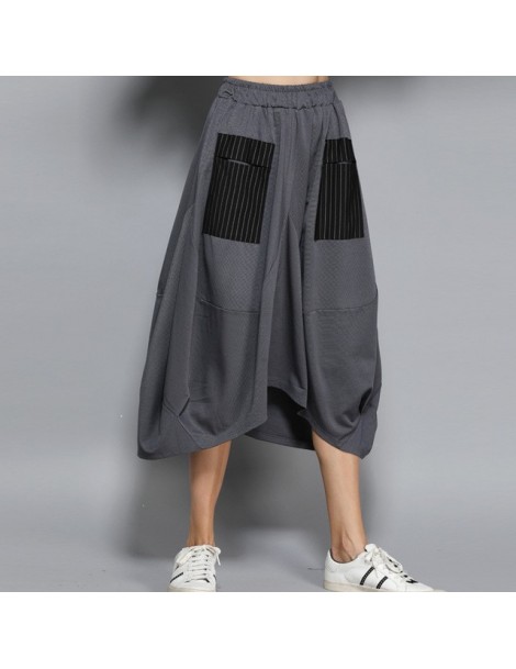 Skirts 2019 Summer New Casual Fashion Temperament Women Loose Plus Stitching Stripes Large Pockets Solid Color Skirt TC377 - ...