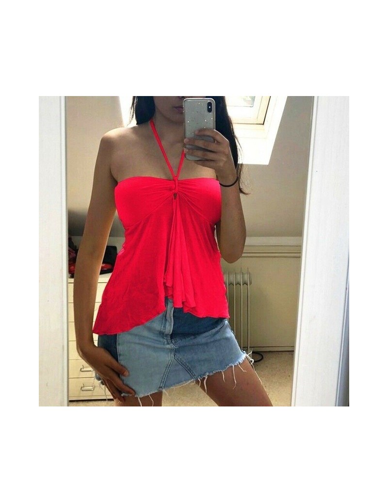 Women Halter Strapless Summer Sexy Off-shoulder Loose Bustier Tops Vest Tube Tank Tops Plus Size White Yellow Red Black - Re...