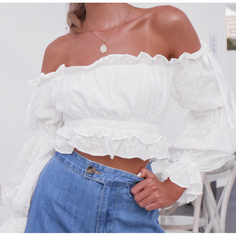 Vintage White Embroidery Women Crop Tops and Blouse 2019 NEW Off ...