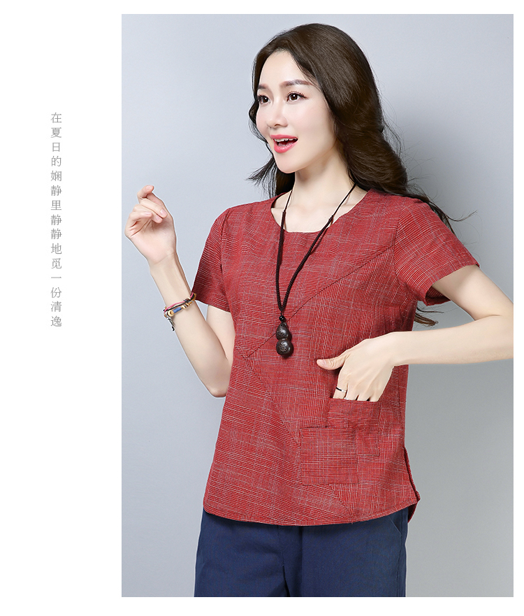 summer blouse for women 2019 plus size top short sleeve cotton linen ...