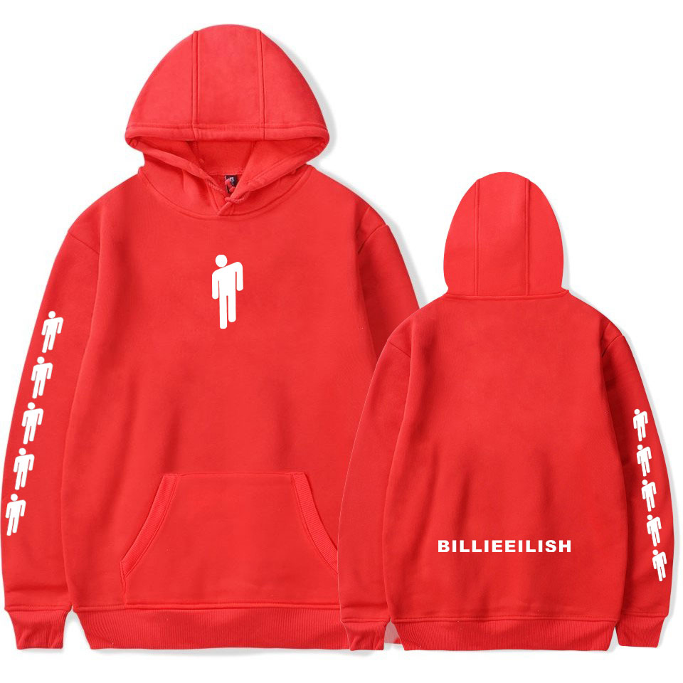 Double Printed Billie Eilish Hoodies Bright Red Girl's Sweatshirts ...