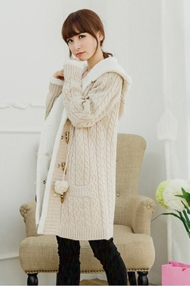 2018 New Winter Women Sweater coat Long sleeve Pure color Single ...