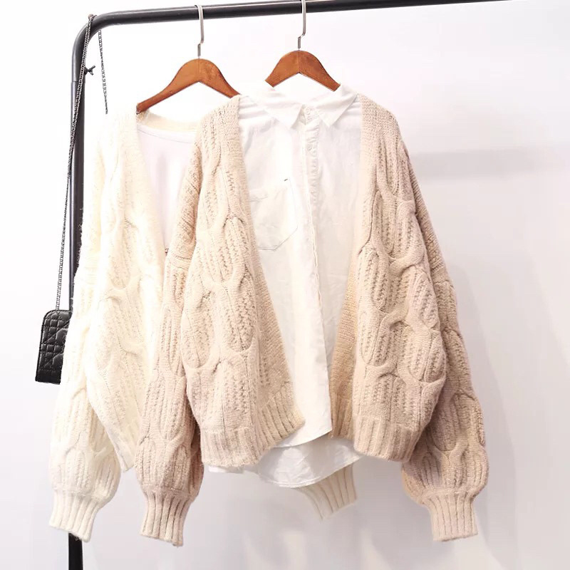 Autumn 2018 Women Twist Sweater Cardigans Open Stitch Korean Fashion ...