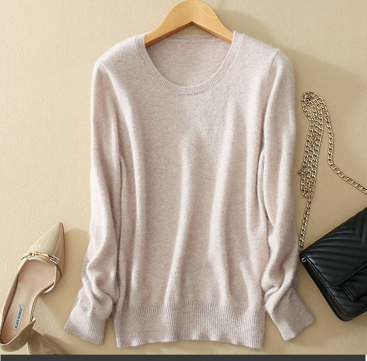 Cashmere wool Sweater Women solid color Pullover o-neck sweater Long ...