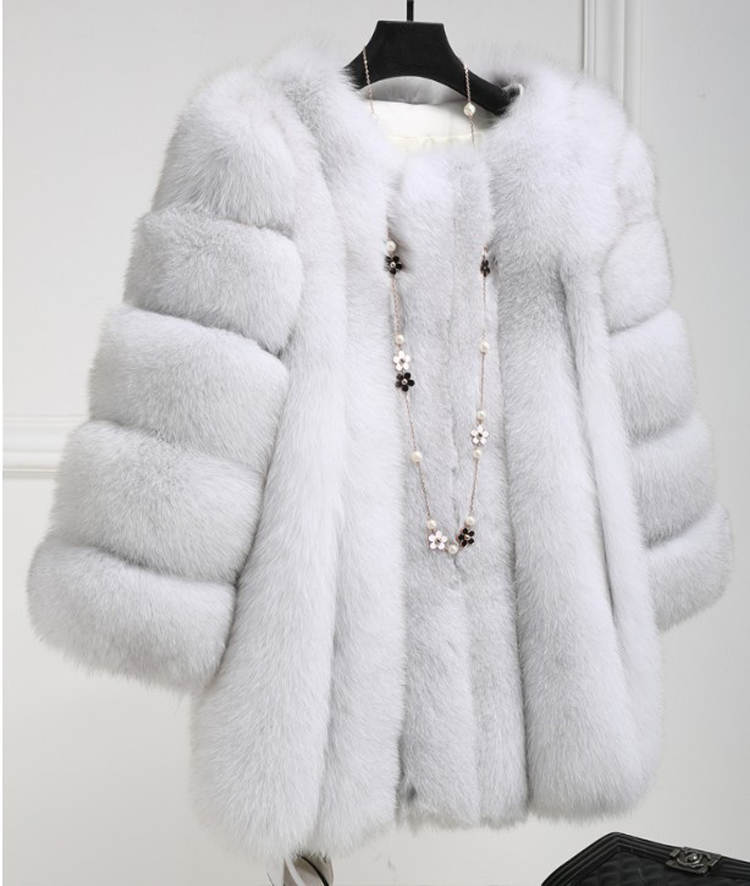 S-4XL Winter Luxury Faux Fox Fur Coat Slim Long Pink Red Blue Faux Fur ...