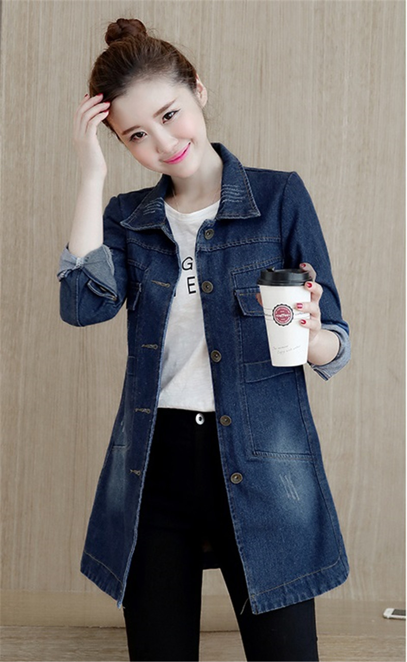 2019 Spring Autumn Women Korean Denim Jacket Slim Single Breasted Basic ...