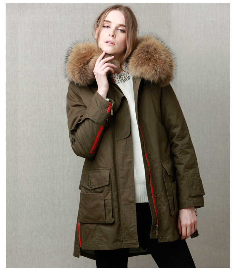 2019 New winter jacket coat women's parkas army green Large raccoon fur ...