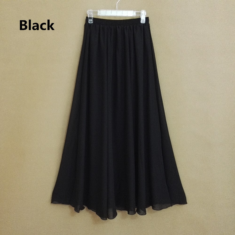 Long Skirt Elegant Style Women Pastel Jupe Pleated Chiffon Maxi Skirts ...