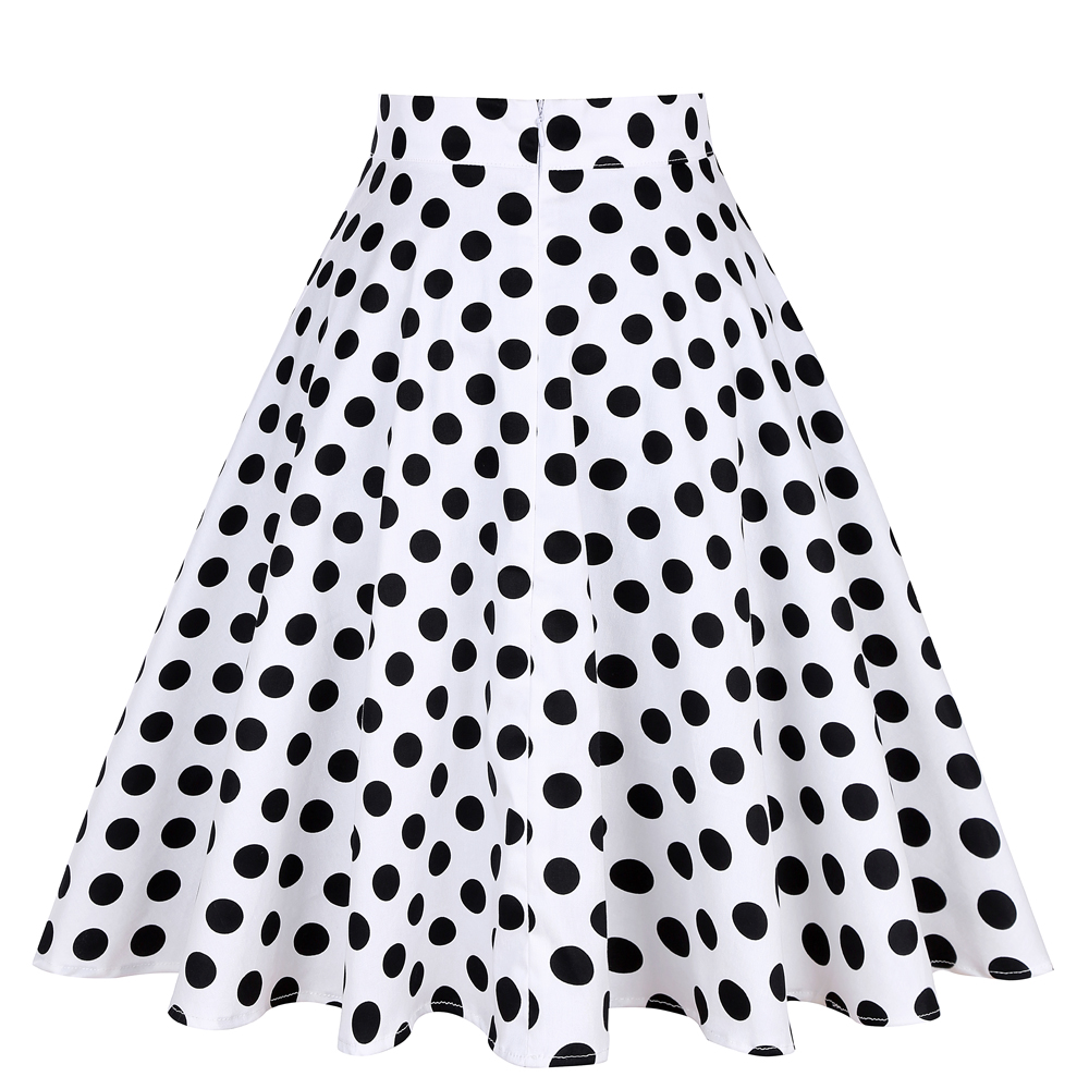 2019 Retro 50s Vintage Women Skirt High Waist Pleated Midi Skirt Women ...