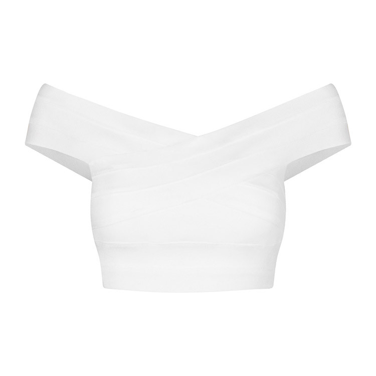 2018 New Sexy Lady V-neck Off The Shoulder Bandage Crop Top Short Solid ...