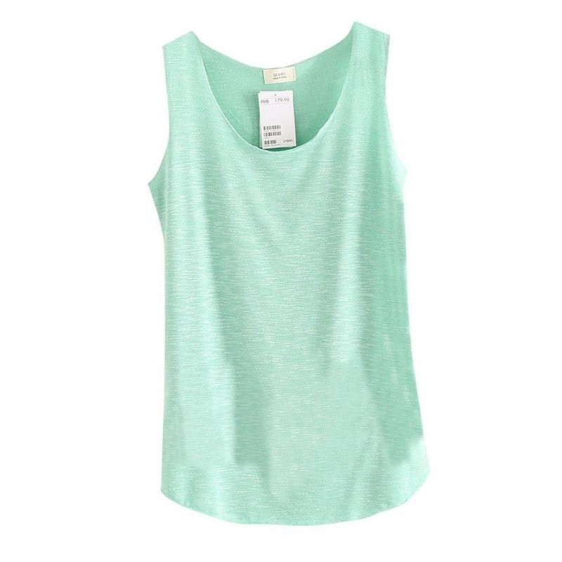 Women's U-Neck Beach Vest Summer Loose Bamboo Cotton Tank T-Shirt for ...