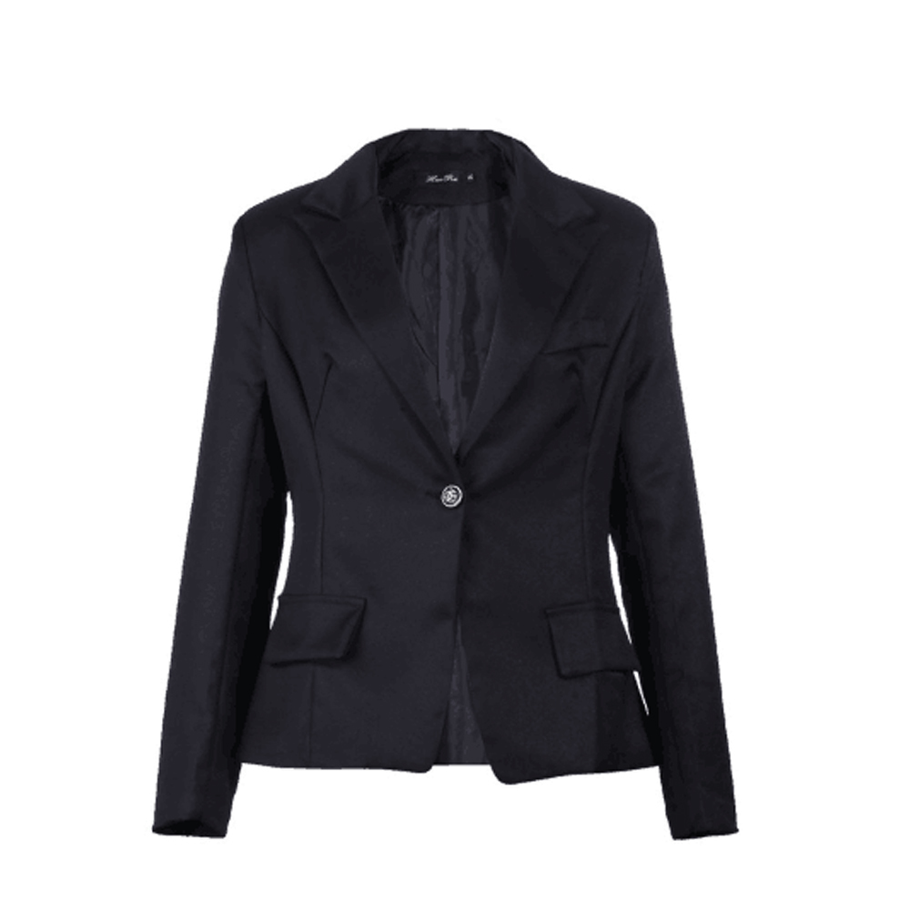 Ladies Black Blazers Casual One Button Coat Fashion Outwear Women Slim ...