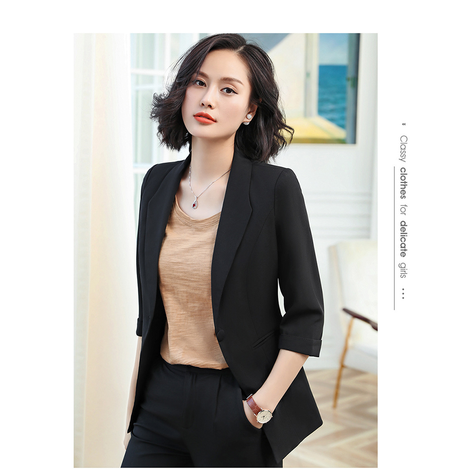 New Seven-Sleeve two piece plus size blazer and pant Professional pink ...