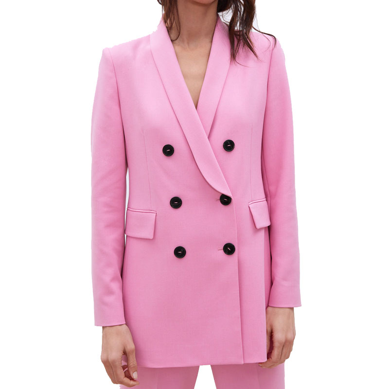 Pink Sexy V Neck Suit Jacket Women Fashion Long Sleeve Suit Women ...